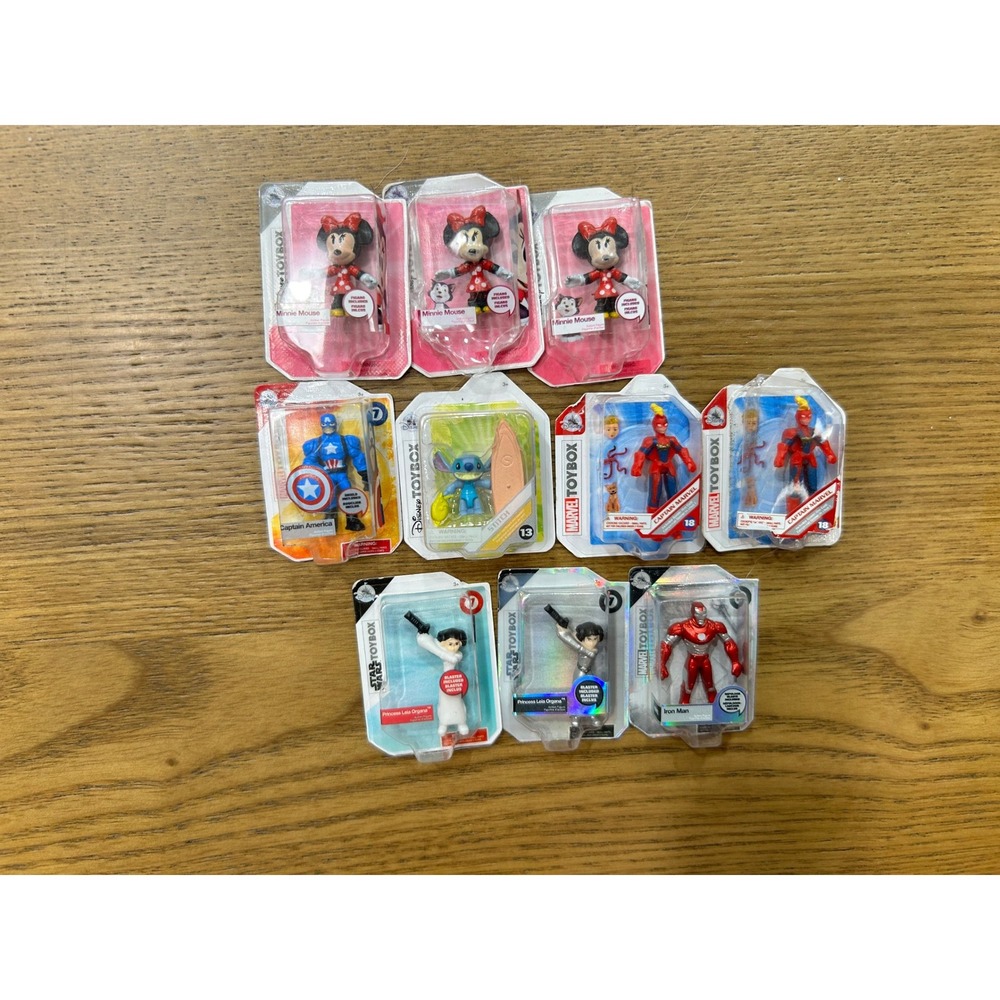 Marvel Disney Star Wars Toybox Minis Lot Captain A Iron‎ Man Stitch Minnie Mouse